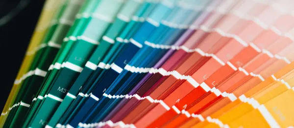 Leque de amostras de cores usado na criação de identidade visual